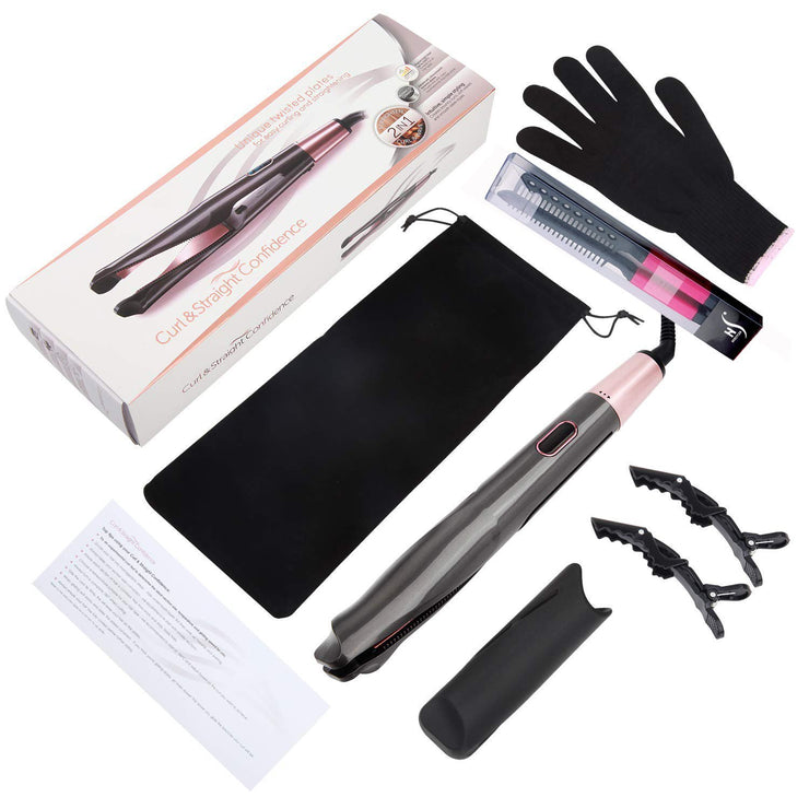 Glamour™ 2-in-1 Hair Curler and Straightener - Automatic Release Negative Ions - glamouressence.com